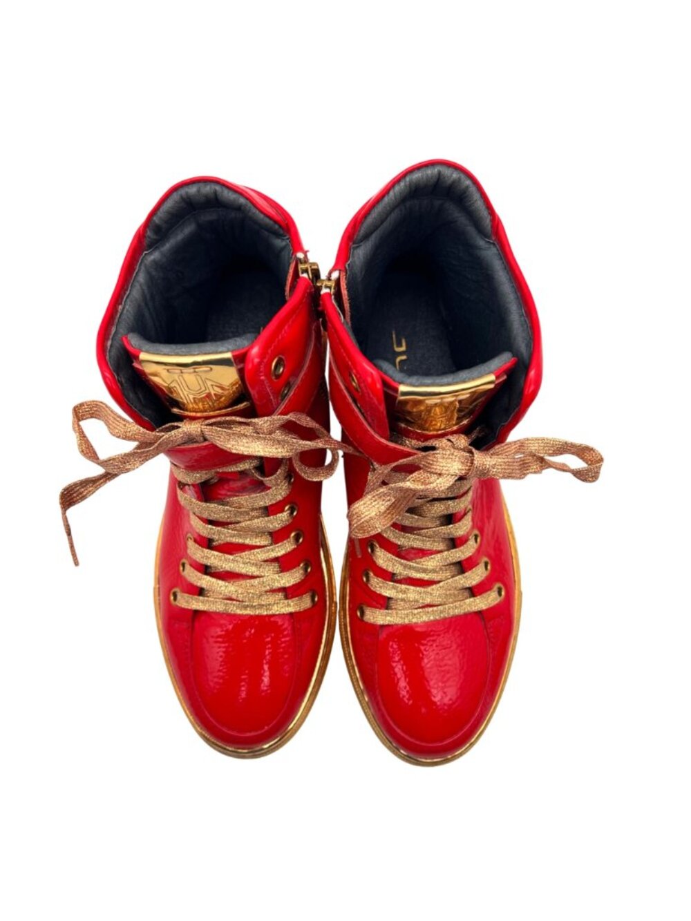 Jump New York Sullivan 24K Red Gold Patent Leather High-Top Sneakers Mens Size 8 - Picture 4 of 16